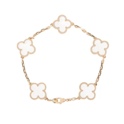 CLOVER 5 MOTIF ROCK CRYSTAL BRACELET