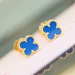 CLOVER MINI 9.5MM TURQUOISE EARRINGS - Gold