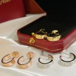 LOVE EARRINGS 5.7MM 2 DIAMONDS - Pink Gold