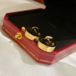 LOVE EARRINGS 5.7MM 2 DIAMONDS - Gold