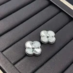 CLOVER MINI 9.5MM LASER EARRINGS - Silver