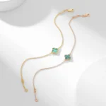 CLOVER BRACELET MALACHITE 1 MOTIF - Pink Gold
