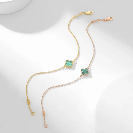 CLOVER BRACELET MALACHITE 1 MOTIF - Pink Gold