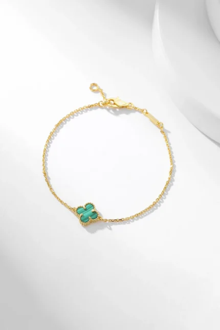 CLOVER BRACELET MALACHITE 1 MOTIF - Gold