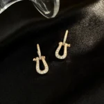 FORCE 10 FULL DIAMOND DROP EARRINGS MEDIUM MODEL - Gold