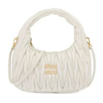 M.iu M.iu | Wander Shoulder Bag in Matelassé Nappa Leather "White"