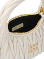 M.iu M.iu | Wander Shoulder Bag in Matelassé Nappa Leather "White" - Image 2