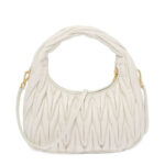 M.iu M.iu | Wander Shoulder Bag in Matelassé Nappa Leather "White" - Image 3