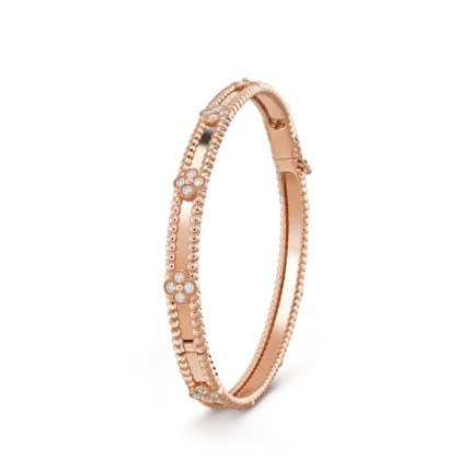 CLOVER BRACELET 4MM DIAMONDS - Rose Gold, 16