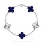 CLOVER 5 MOTIF LAPIS LAZULI BRACELET COLLECTION - Silver, Laser