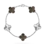 CLOVER 5 MOTIF GRAY MOP BRACELET COLLECTION - Silver-Laser, 19