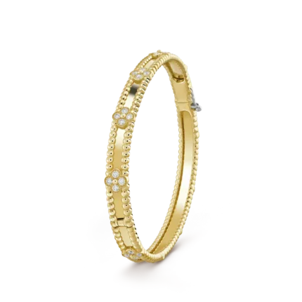 CLOVER BRACELET 4MM DIAMONDS - Gold, 16