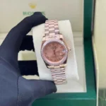 Rol.ex Watch | Datejust 28 Rose Dial Diamond Bezel - Image 2