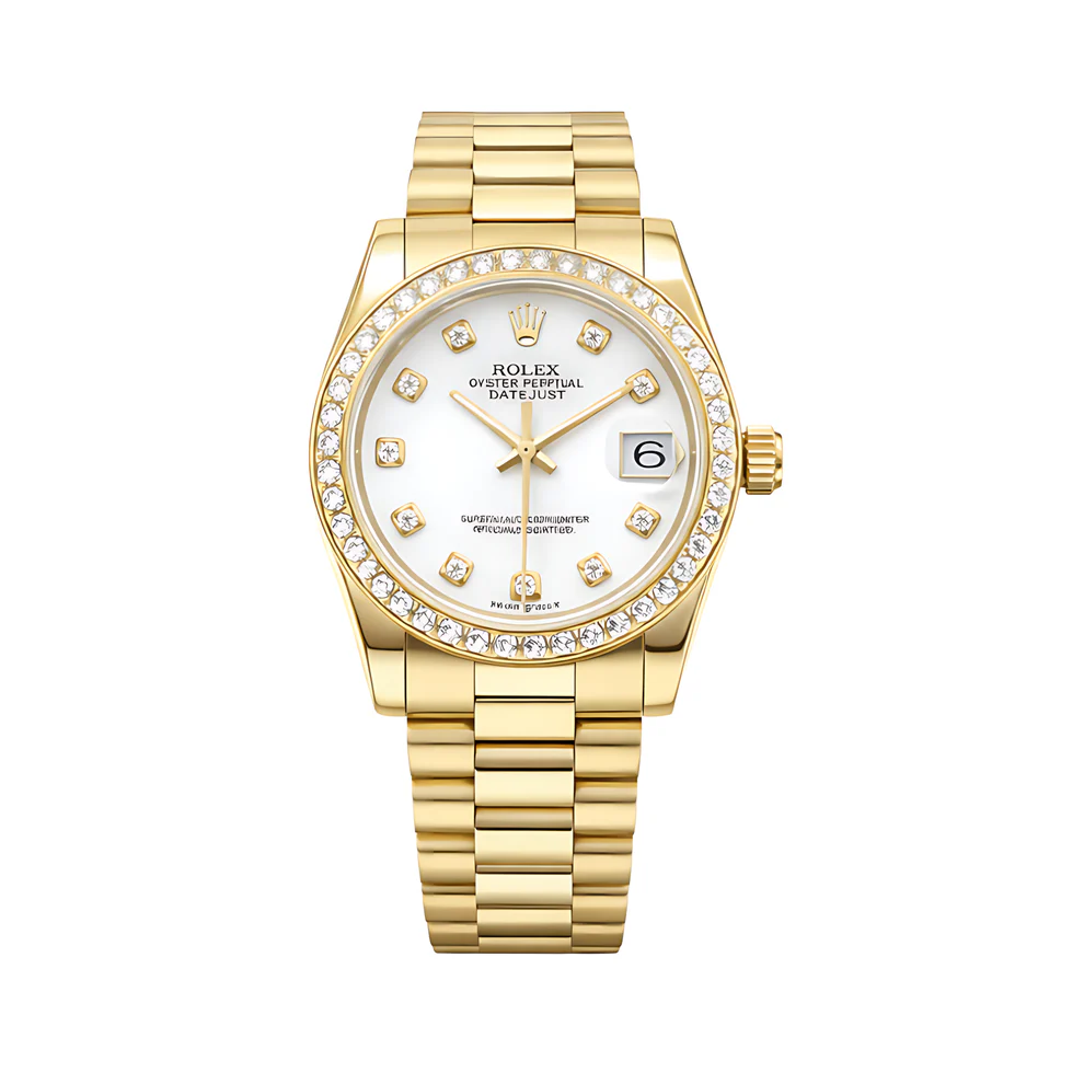 25_36cbc1bd-53f0-4d39-939d-256b8042264c Aud.emars Piguet Watch | Royal Oak Yellow Gold White Diamond Dial - Image 1