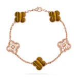 CLOVER 5 MOTIFS TIGER EYE BRACELET COLLECTION - Rose, Diamond