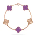 CLOVER 5 MOTIF LIGHT PURPLE BRACELET COLLECTION - Rose-Laser, 19