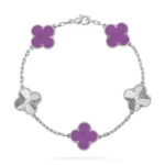 CLOVER 5 MOTIF LIGHT PURPLE BRACELET COLLECTION - Silver-Laser, 19