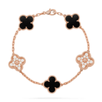 CLOVER 5 MOTIF ONYXS BRACELET COLLECTION - Rose, Diamond