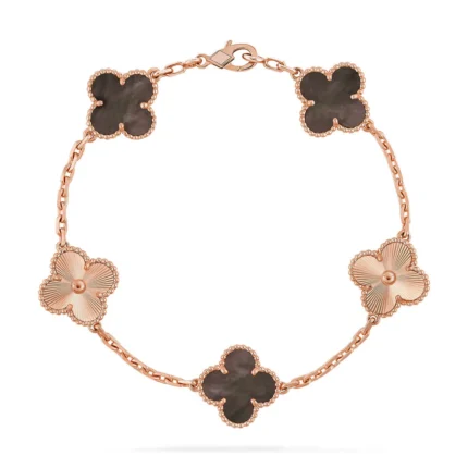 CLOVER 5 MOTIF GRAY MOP BRACELET COLLECTION - Rose-Diamond, 19