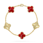 CLOVER 5 MOTIF RED PATTERN BRACELET COLLECTION - Gold,, Laser