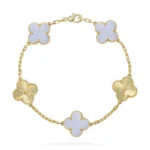CLOVER 5 MOTIF PURPLE CHALCEDONY BRACELET COLLECTION - Gold-Laser, 19