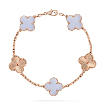 CLOVER 5 MOTIF PURPLE CHALCEDONY BRACELET COLLECTION - Rose-Laser, 19