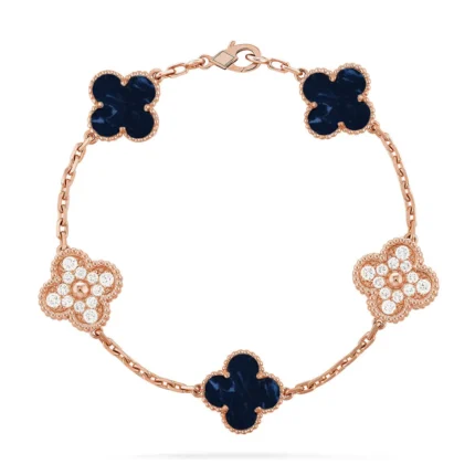 CLOVER 5 MOTIF PIETERSITE BRACELET COLLECTION - Rose-Diamond, 19