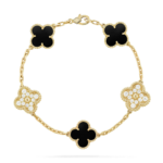 CLOVER 5 MOTIF ONYXS BRACELET COLLECTION - Gold,, Diamond