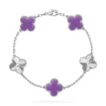 CLOVER 5 MOTIF VIOLET BRACELET COLLECTION - Silver-Laser, 19