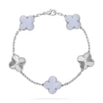 CLOVER 5 MOTIF PURPLE CHALCEDONY BRACELET COLLECTION - Silver-Laser, 19