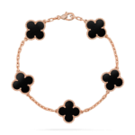 CLOVER 5 MOTIF ONYXS BRACELET COLLECTION - Rose