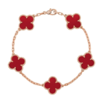 CLOVER 5 MOTIF RED CORNELIAN BRACELET COLLECTION - Rose