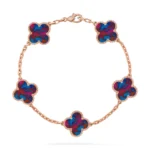 CLOVER 5 MOTIF COLOR GEMSTONES BRACELET COLLECTION - Rose, 19
