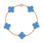 CLOVER 5 MOTIF BLUE AGATE BRACELET COLLECTION - Rose, 19