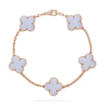 CLOVER 5 MOTIF PURPLE CHALCEDONY BRACELET COLLECTION - Rose, 19