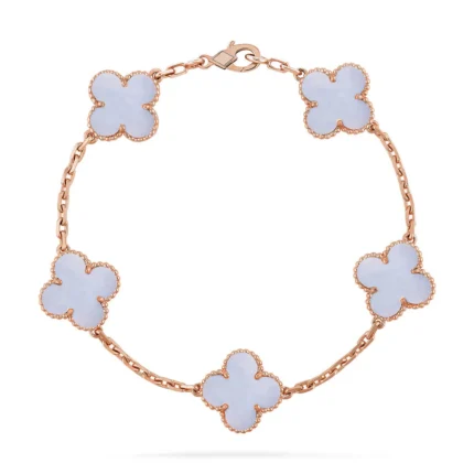 CLOVER 5 MOTIF PURPLE CHALCEDONY BRACELET COLLECTION - Rose, 19