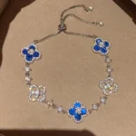 CLOVER 5 MOTIF PINK BLUE RED WHITE BRACELET - Royal Blue