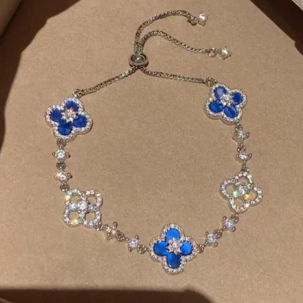 CLOVER 5 MOTIF PINK BLUE RED WHITE BRACELET - Royal Blue
