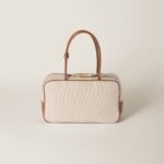 M.iu M.iu | Beau canvas and leather bag Beige/brandy - Image 4