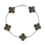 CLOVER 5 MOTIF GRAY MOP BRACELET COLLECTION - Silver, 19