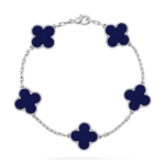 CLOVER 5 MOTIF LAPIS LAZULI BRACELET COLLECTION - Silver