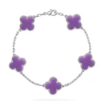 CLOVER 5 MOTIF LIGHT PURPLE BRACELET COLLECTION - Silver, 19