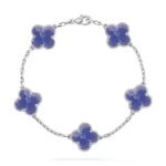 CLOVER 5 MOTIF BLUE VEINS BRACELET COLLECTION - Silver, 19