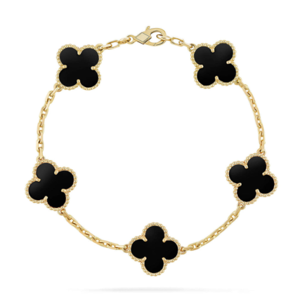 CLOVER 5 MOTIF ONYXS BRACELET COLLECTION - Gold,