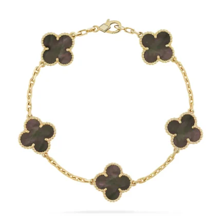 CLOVER 5 MOTIF GRAY MOP BRACELET COLLECTION - Gold, 19