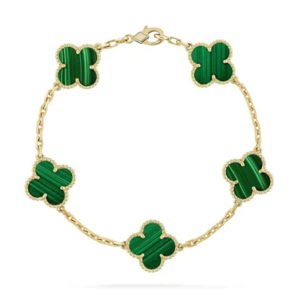 CLOVER 5 MOTIF MALACHITE BRACELET COLLECTION - Gold,