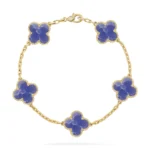 CLOVER 5 MOTIF BLUE VEINS BRACELET COLLECTION - Gold, 19