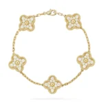 CLOVER 5 MOTIF LASER BRACELET COLLECTION - Gold,, Diamond