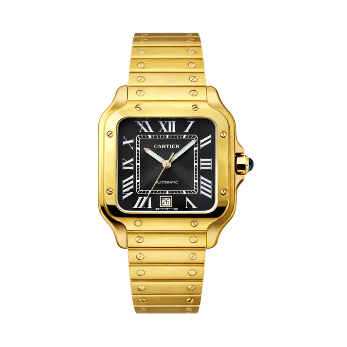 Cartier-Watch-Santos-de-Cartier-Gold-Tone-Black-Dial-1 Car.tier Watch | Santos de Car.tier Gold-Tone Black Dial - Image 1