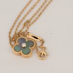 CLOVER 15MM DIAMOND AND MOTHER-OF-GREY NECKLACE - Rose Gold